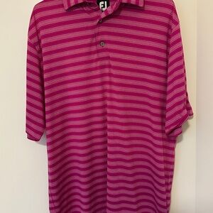 FootJoy Men's Polo Shirt - Pink and Gray Stripes